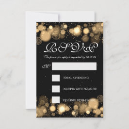 Elegant Winter Wedding RSVP Gold Lights Kaartje