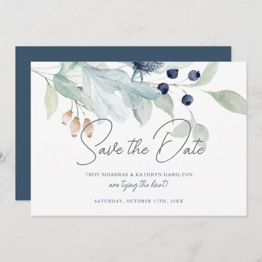 Elegant Winter Wedding Theme Save the Date Kaart (Voorkant / Achterkant)