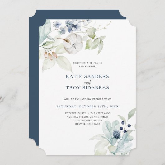 Elegant Winter Wedding Theme Uitnodigingen (Voorkant / Achterkant)