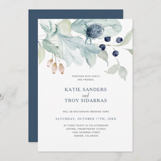 Elegant Winter Wedding Theme Uitnodigingen (Voorkant / Achterkant)