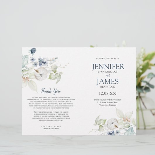 Elegant Winter Wedding Themem Wedding Programs (Staand voorkant)