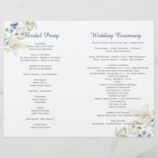 Elegant Winter Wedding Themem Wedding Programs (Achterkant)