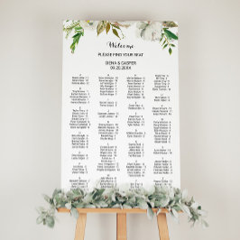 Elegant Winter White Alfabetical Seat Chart Poster