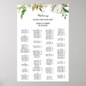 Elegant Winter White Alfabetical Seat Chart Poster (Voorkant)
