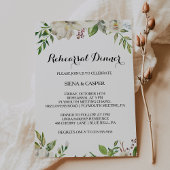 Elegant Winter White Peony Rehearsal Dinner Kaart