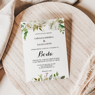 Elegant Winter White Peony Wedding Kaart