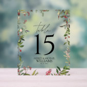 Elegant Winter Wildflower Berry Reception Acryl Bord (Neutraal)