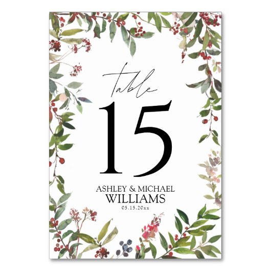 Elegant Winter Wildflower Berry Reception Kaart (Achterkant)