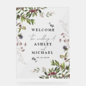 Elegant Winter Wildflower Berry Wedding Acryl Bord (Voorkant)