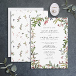Elegant Winter Wildflower Berry Wedding Invitation Kaart<br><div class="desc">Wat zegt een winterbruiloft meer dan een delicate botanische uitnodiging voor wilde bloemen? Onze Elegant Winter Wildflower Berry Wedding Invitation is perfect voor het natuur-liefhebbende koppel. De voorzijde van de uitnodiging is voorzien van een prachtige natuurlijke waterverf wildbloem en een lijst met rood bessenmotief, met moderne scripttypografie die een aanraking...</div>