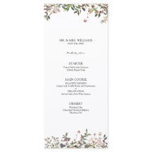 Elegant Winter Wildflower Berry Wedding Menu