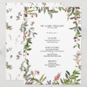 Elegant Winter Wildflower Berry Wedding Menu (Voorkant / Achterkant)