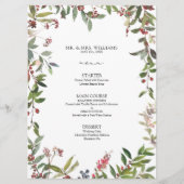Elegant Winter Wildflower Berry Wedding Menu (Voorkant)