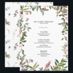 Elegant Winter Wildflower Berry Wedding Menu<br><div class="desc">Ons Elegant Winter Wildflower Berry 6, 5 x 8, 75 inch bruiloft Menu is perfect voor het natuur-liefhebbende koppel. De voorkant van het menu is voorzien van een prachtige natuurlijke waterverf wildbloem en een rood bessenmotief lijst en de achterkant van het menu is versierd met een bijpassend patroon van de...</div>