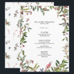 Elegant Winter Wildflower Berry Wedding Menu<br><div class="desc">Ons Elegant Winter Wildflower Berry 6, 5 x 8, 75 inch bruiloft Menu is perfect voor het natuur-liefhebbende koppel. De voorkant van het menu is voorzien van een prachtige natuurlijke waterverf wildbloem en een rood bessenmotief lijst en de achterkant van het menu is versierd met een bijpassend patroon van de...</div>
