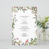 Elegant Winter Wildflower Berry Wedding Menu (Staand voorkant)