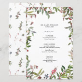 Elegant Winter Wildflower Berry Wedding Menu (Voorkant / Achterkant)