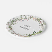 Elegant Winter Wildflower Berry Wedding Papieren Bordje (Gekanteld)