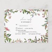 Elegant Winter Wildflower Berry Wedding RSVP Uitnodiging Briefkaart (Voorkant)
