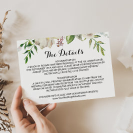 Elegant Winter Wit Bruiloft Details Invoegen Kaart