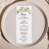 Elegant Winter Witte Pioen Diner Menu Kaart