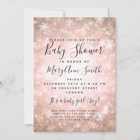 Elegant Winter Wonderland Baby shower Copper Kaart (Voorkant)