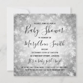 Elegant Winter Wonderland Baby shower Silver Kaart (Voorkant)