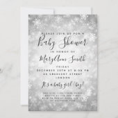 Elegant Winter Wonderland Baby shower Zilver Kaart (Voorkant)
