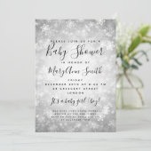 Elegant Winter Wonderland Baby shower Zilver Kaart (Staand voorkant)