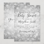 Elegant Winter Wonderland Baby shower Zilver Kaart (Voorkant / Achterkant)