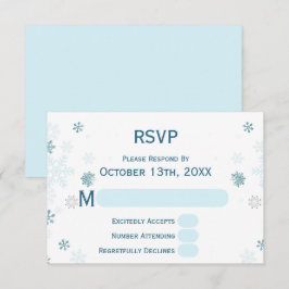 Elegant Winter Wonderland Blauwe Sneeuwvlok RSVP Kaartje