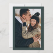 Elegant winter wonderland groene trouwfoto kaart (Achterkant)