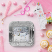 Elegant Winter Wonderland Kerstdeer Papieren Bordje (Feest)