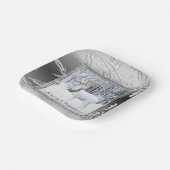 Elegant Winter Wonderland Kerstdeer Papieren Bordje (Gebogen)