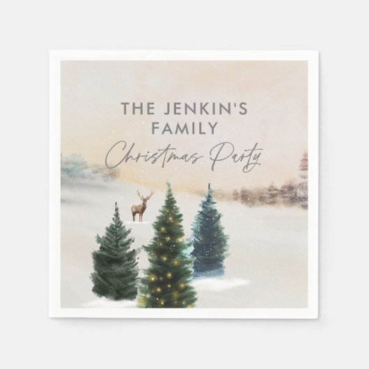 Elegant Winter Wonderland Kerstfeest Servet (Voorkant)