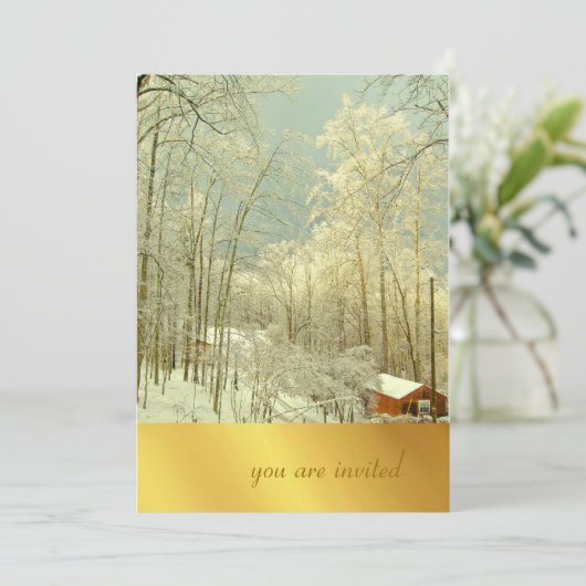 Elegant Winter Wonderland, kerstuitnodigingen Kaart (Staand voorkant)