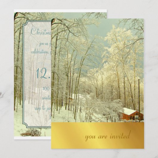 Elegant Winter Wonderland, kerstuitnodigingen Kaart (Voorkant / Achterkant)