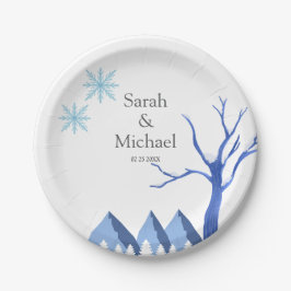 Elegant Winter Wonderland Sneeuwvlokken Papieren Bordje