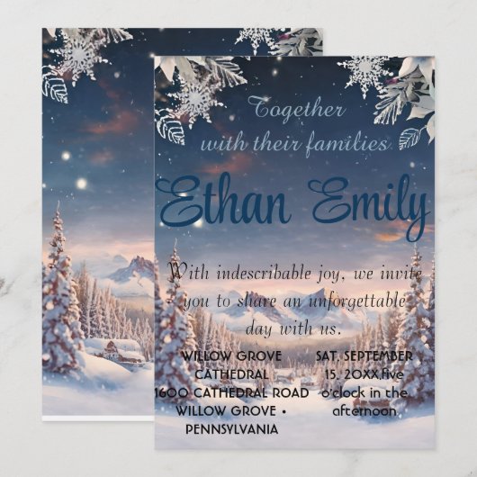 Elegant Winter Wonderland Sneeuwvlokken WEDING Kaart (Voorkant / Achterkant)
