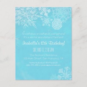 Elegant Winter Wonderland Snowflake Birthday Party Kaart