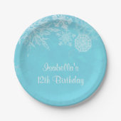 Elegant Winter Wonderland Snowflake Birthday Party Papieren Bordje (Voorkant)