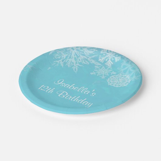 Elegant Winter Wonderland Snowflake Birthday Party Papieren Bordje (Gekanteld)