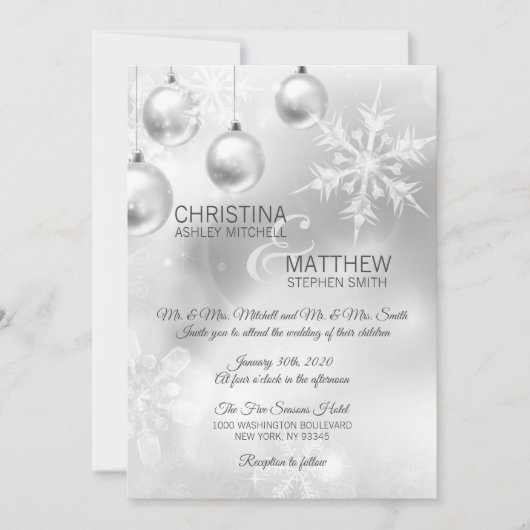 Elegant Winter Wonderland Snowflakes White WEDDING Kaart (Voorkant)