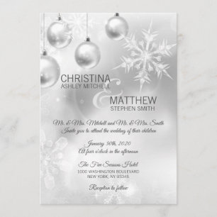 Elegant Winter Wonderland Snowflakes White WEDDING Kaart