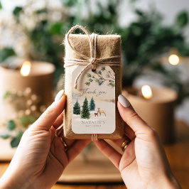 Elegant Winter Woodland Baby shower Cadeaulabel