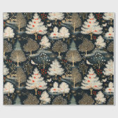 Elegant Winter Woodland Kerstmis Cadeaupapier (Vlak)