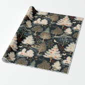 Elegant Winter Woodland Kerstmis Cadeaupapier (Uitgerold)