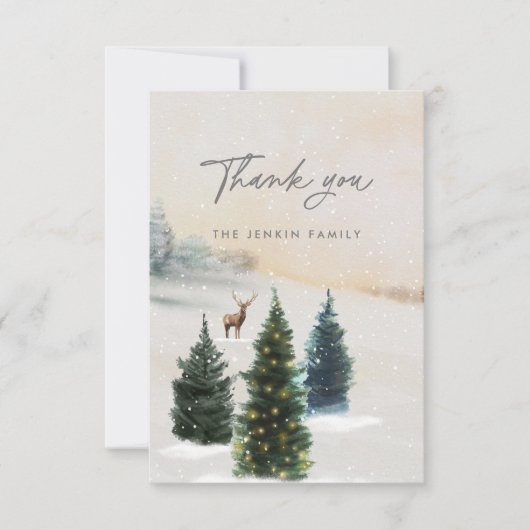 Elegant Winter Woudland Bedankkaart (Voorkant)