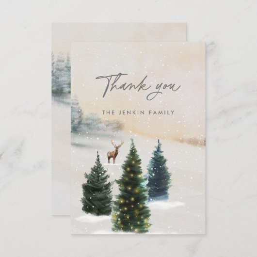 Elegant Winter Woudland Bedankkaart (Voorkant / Achterkant)