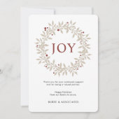 Elegant Winter Wreath JOY Business Feestdagenkaart (Voorkant)